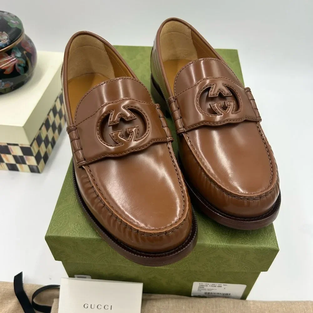 Men’s Gucci interlocking G leather loafer size 7 fits eight US made in Italy Ed Apron Toe Interlocking G Loafer (Men) | Nordstrom main image 4